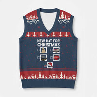 Funny Political Xmas V-Neck Knit Sweater Vest Old Hat New Hat - Wonder Print Shop