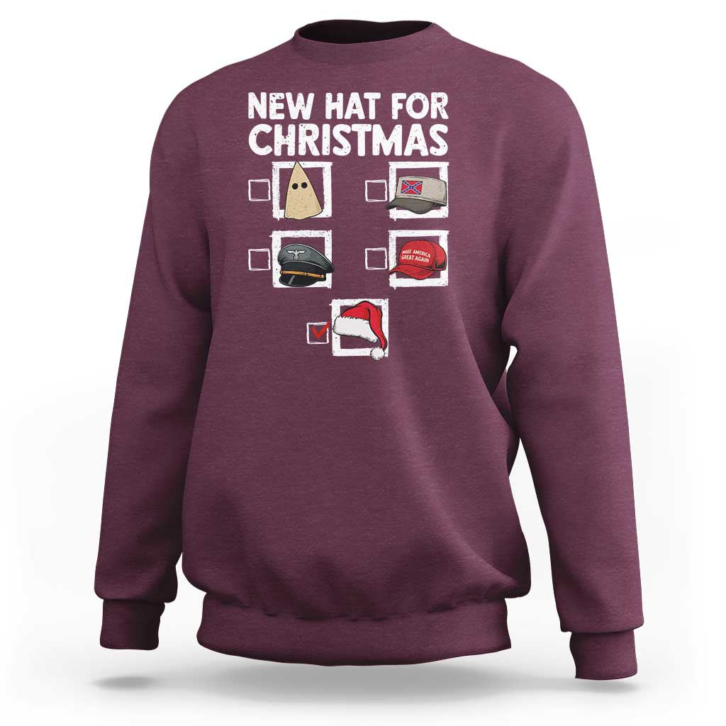 Funny Political Christmas Sweatshirt Old Hat New Hat - Wonder Print Shop