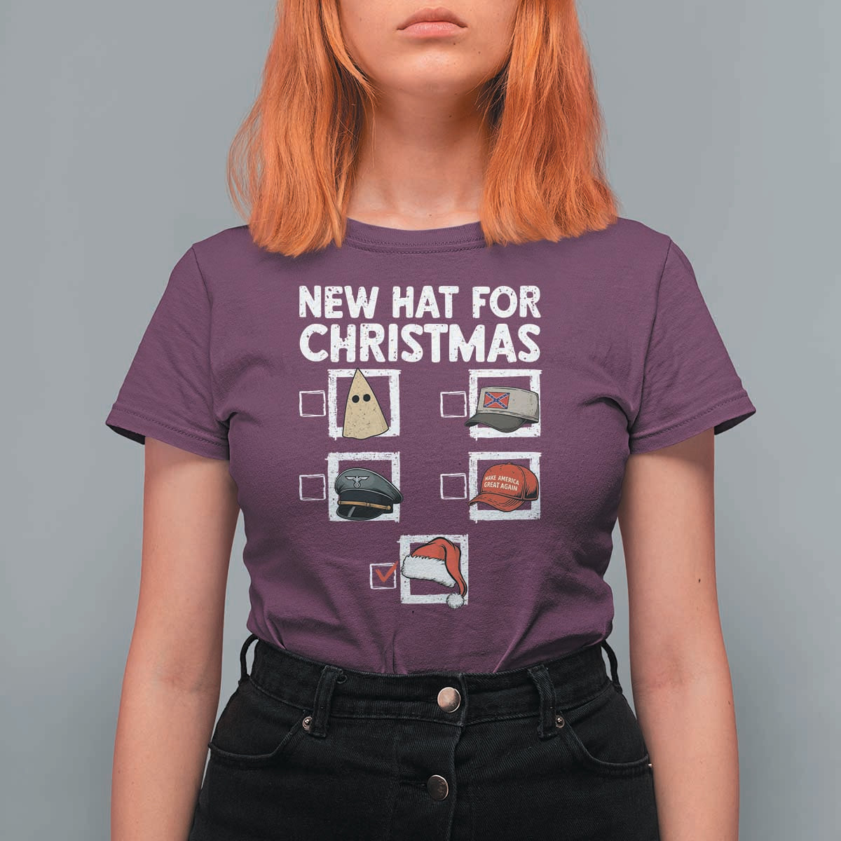 Funny Political Christmas T Shirt For Women Old Hat New Hat - Wonder Print Shop