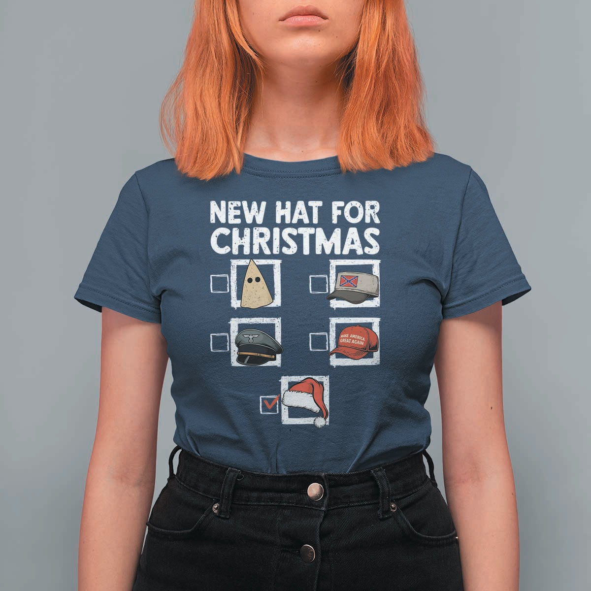 Funny Political Christmas T Shirt For Women Old Hat New Hat - Wonder Print Shop