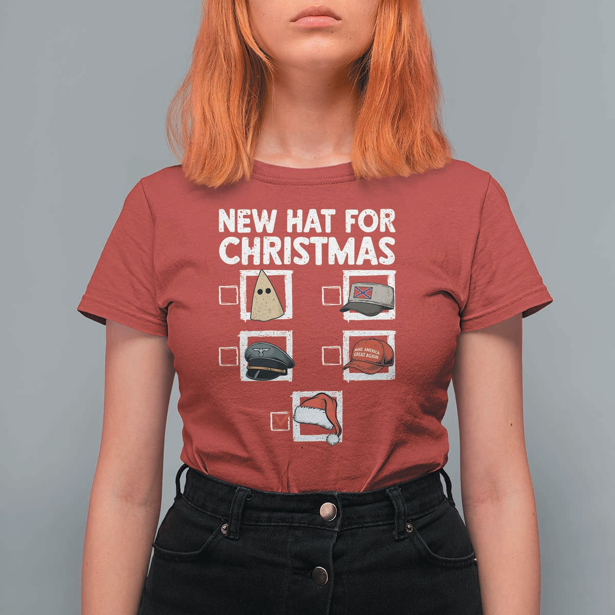 Funny Political Christmas T Shirt For Women Old Hat New Hat - Wonder Print Shop