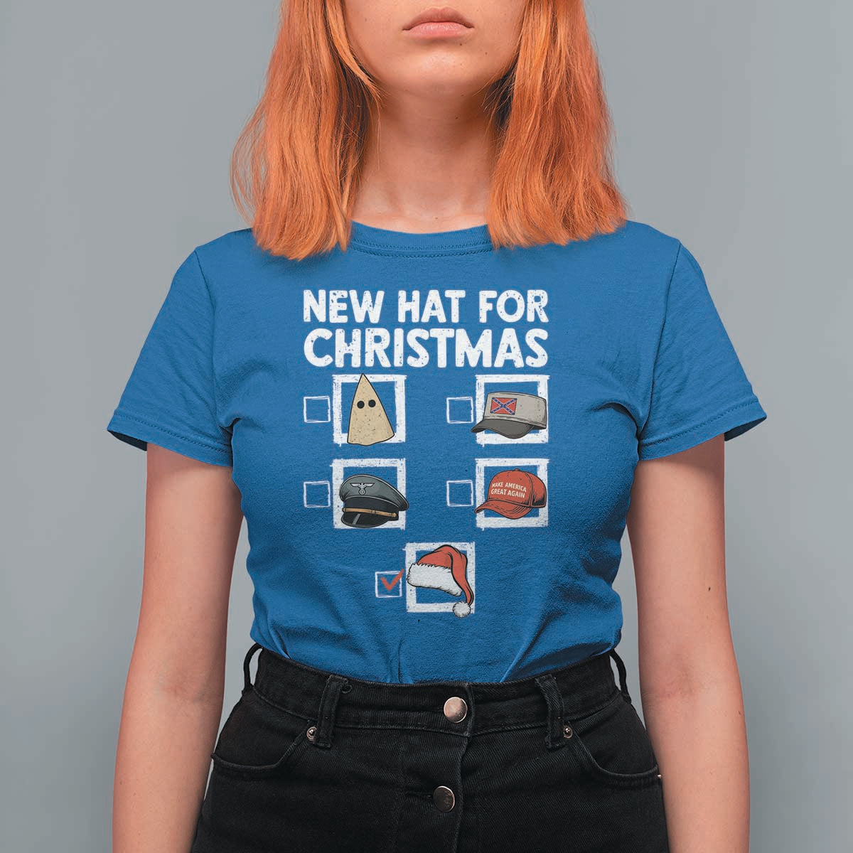 Funny Political Christmas T Shirt For Women Old Hat New Hat - Wonder Print Shop