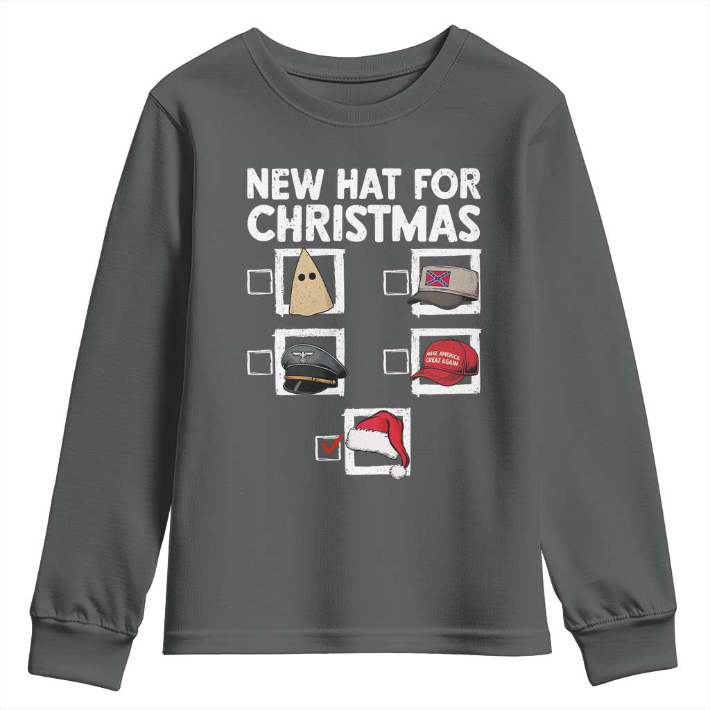 Funny Political Christmas Youth Sweatshirt Old Hat New Hat - Wonder Print Shop