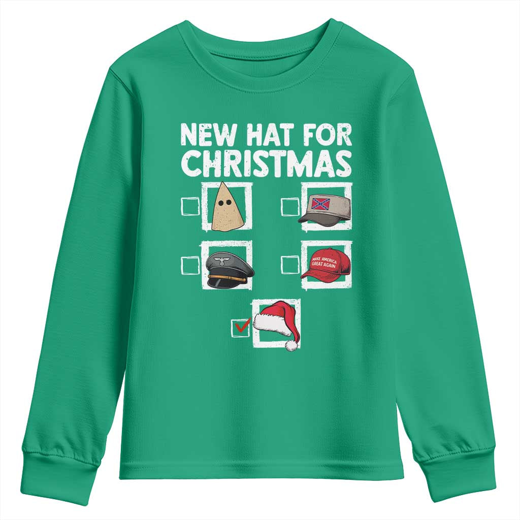 Funny Political Christmas Youth Sweatshirt Old Hat New Hat - Wonder Print Shop