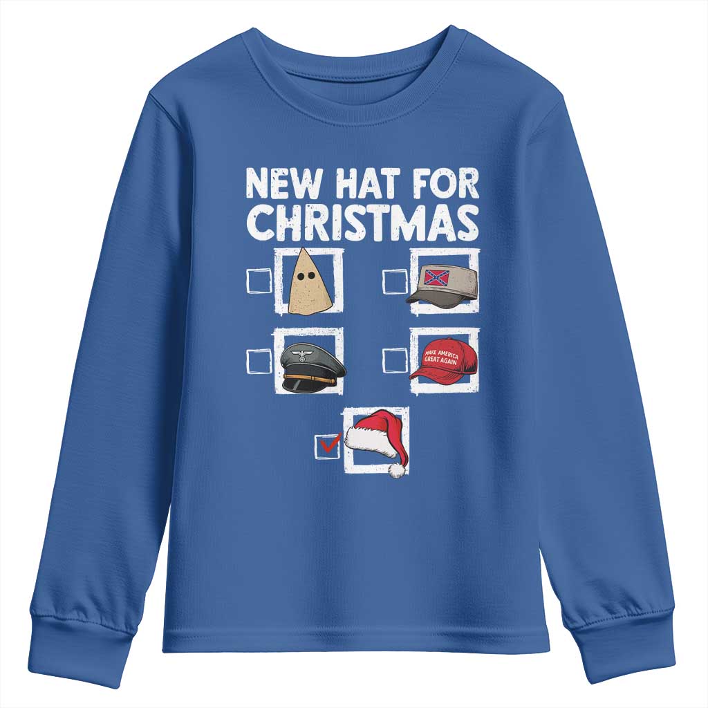 Funny Political Christmas Youth Sweatshirt Old Hat New Hat - Wonder Print Shop