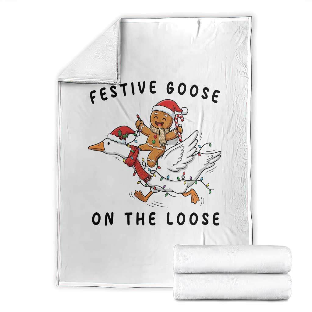 Funny Goose Christmas Throw Blanket Festive Goose On The Loose Xmas - Wonder Print Shop