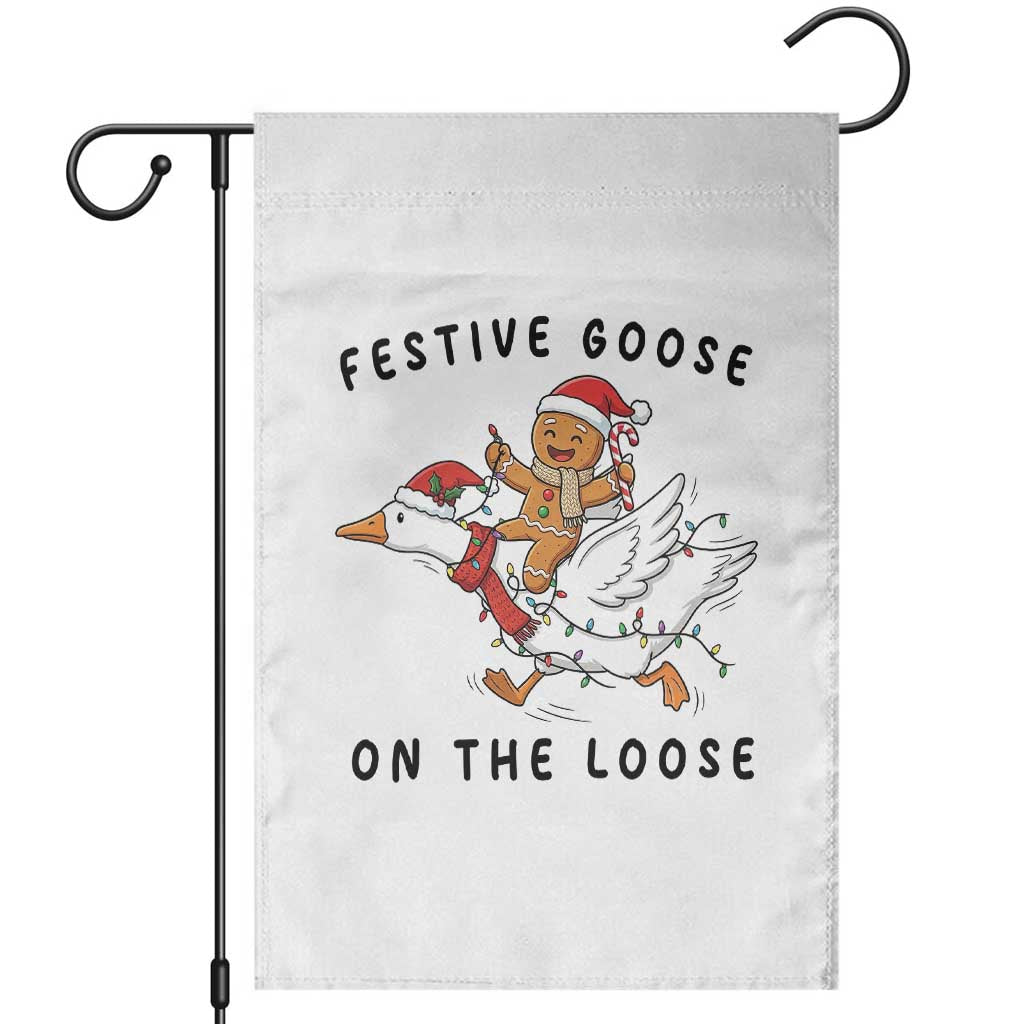 Funny Goose Christmas Garden Flag Festive Goose On The Loose Xmas - Wonder Print Shop