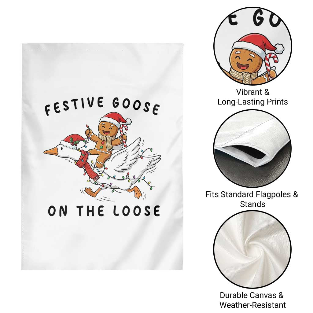 Funny Goose Christmas Garden Flag Festive Goose On The Loose Xmas - Wonder Print Shop