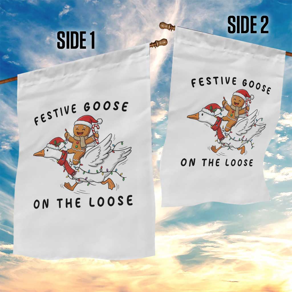 Funny Goose Christmas Garden Flag Festive Goose On The Loose Xmas - Wonder Print Shop
