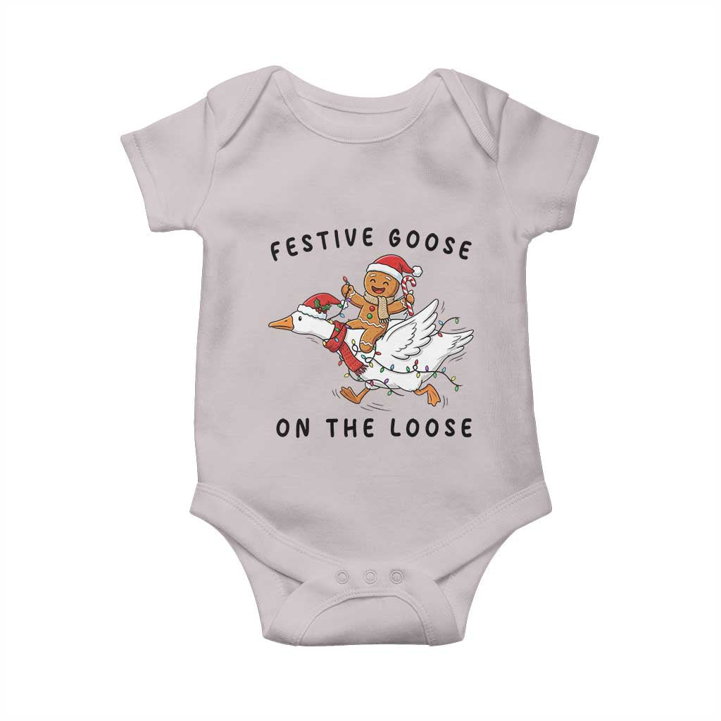 Funny Goose Christmas Baby Onesie Festive Goose On The Loose Xmas - Wonder Print Shop