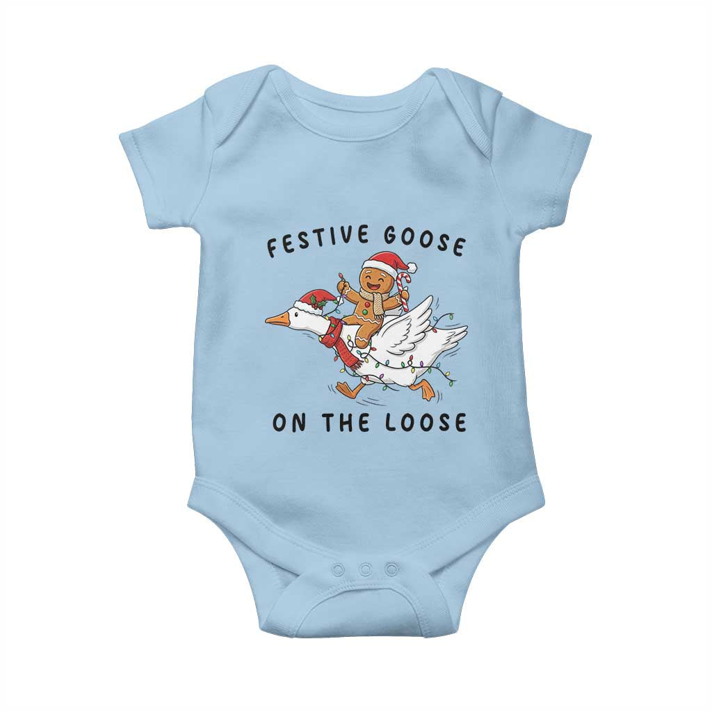 Funny Goose Christmas Baby Onesie Festive Goose On The Loose Xmas - Wonder Print Shop