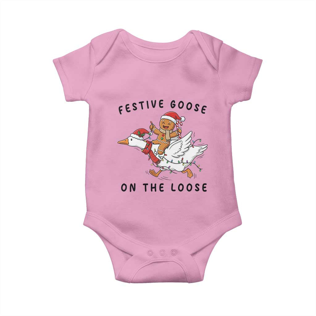 Funny Goose Christmas Baby Onesie Festive Goose On The Loose Xmas - Wonder Print Shop