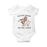 Funny Goose Christmas Baby Onesie Festive Goose On The Loose Xmas - Wonder Print Shop