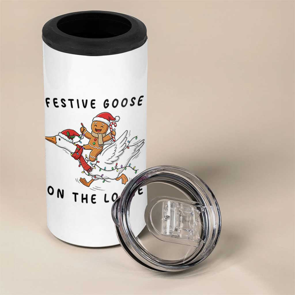 Funny Goose Christmas 4 in 1 Can Cooler Tumbler Festive Goose On The Loose Xmas - Wonder Print Shop