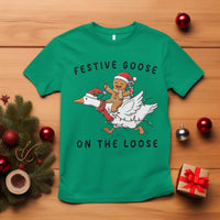 Funny Goose Christmas T Shirt Festive Goose On The Loose Xmas - Wonder Print Shop