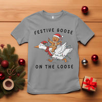 Funny Goose Christmas T Shirt Festive Goose On The Loose Xmas - Wonder Print Shop