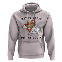 Funny Goose Christmas Hoodie Festive Goose On The Loose Xmas - Wonder Print Shop
