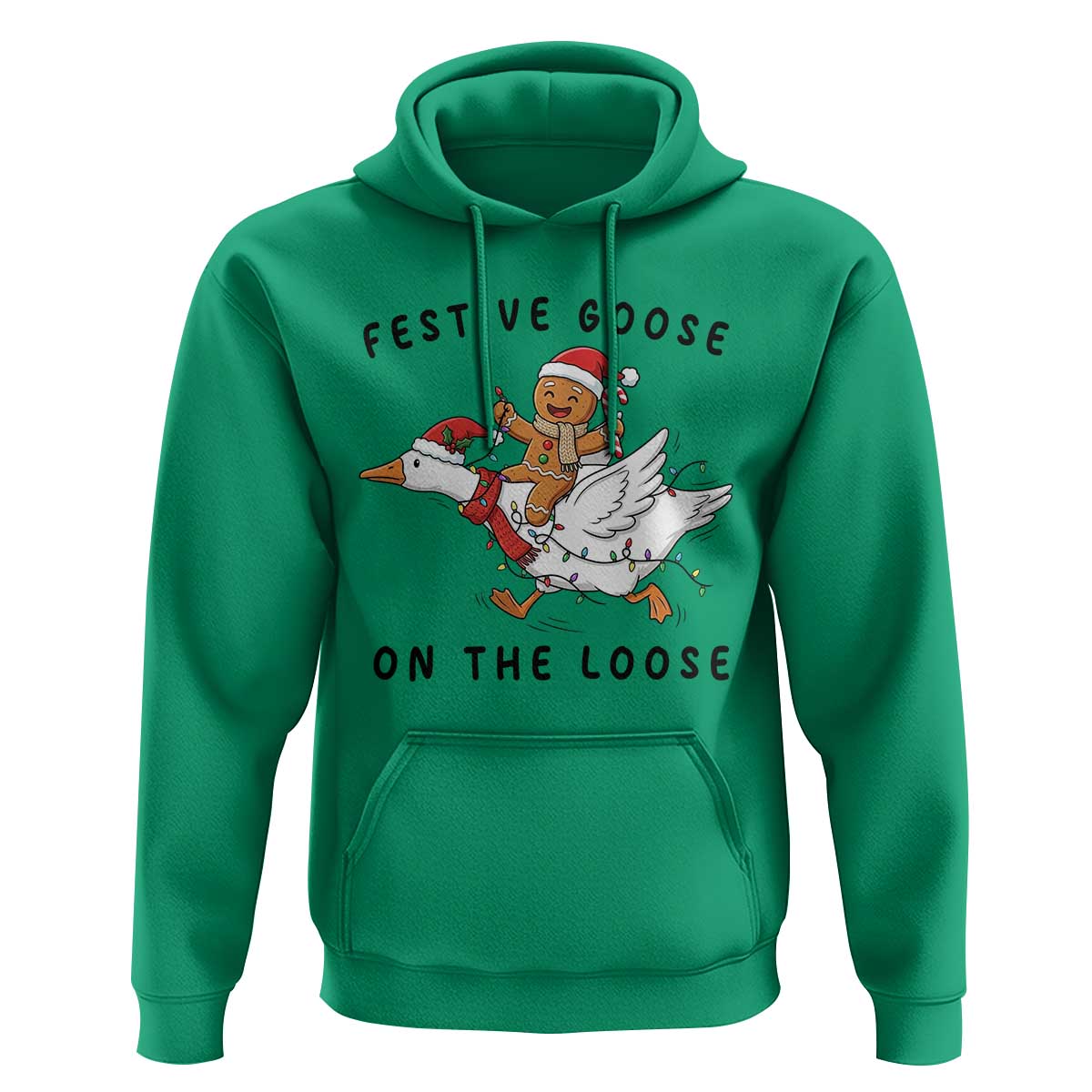 Funny Goose Christmas Hoodie Festive Goose On The Loose Xmas - Wonder Print Shop