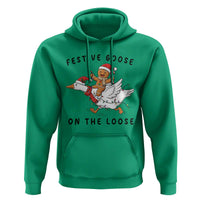 Funny Goose Christmas Hoodie Festive Goose On The Loose Xmas - Wonder Print Shop