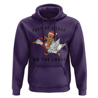 Funny Goose Christmas Hoodie Festive Goose On The Loose Xmas - Wonder Print Shop