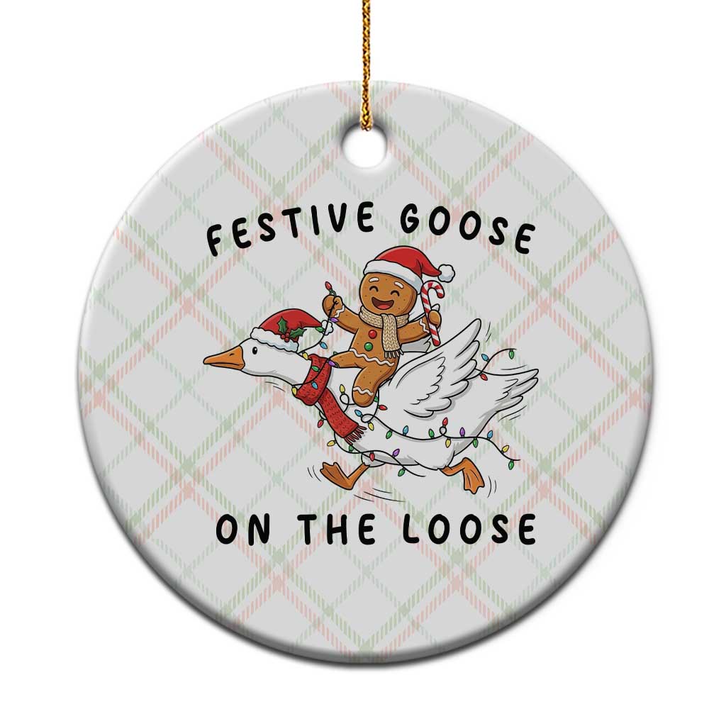Funny Goose Christmas Ceramic Ornament Festive Goose On The Loose Xmas - Wonder Print Shop