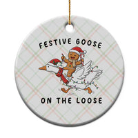 Funny Goose Christmas Ceramic Ornament Festive Goose On The Loose Xmas - Wonder Print Shop