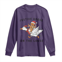 Funny Goose Christmas Long Sleeve Shirt Festive Goose On The Loose Xmas - Wonder Print Shop