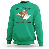 Funny Goose Christmas Sweatshirt Festive Goose On The Loose Xmas - Wonder Print Shop