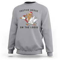 Funny Goose Christmas Sweatshirt Festive Goose On The Loose Xmas - Wonder Print Shop