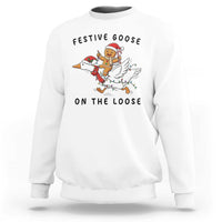 Funny Goose Christmas Sweatshirt Festive Goose On The Loose Xmas - Wonder Print Shop