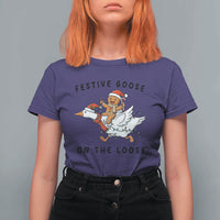 Funny Goose Christmas T Shirt For Women Festive Goose On The Loose Xmas - Wonder Print Shop