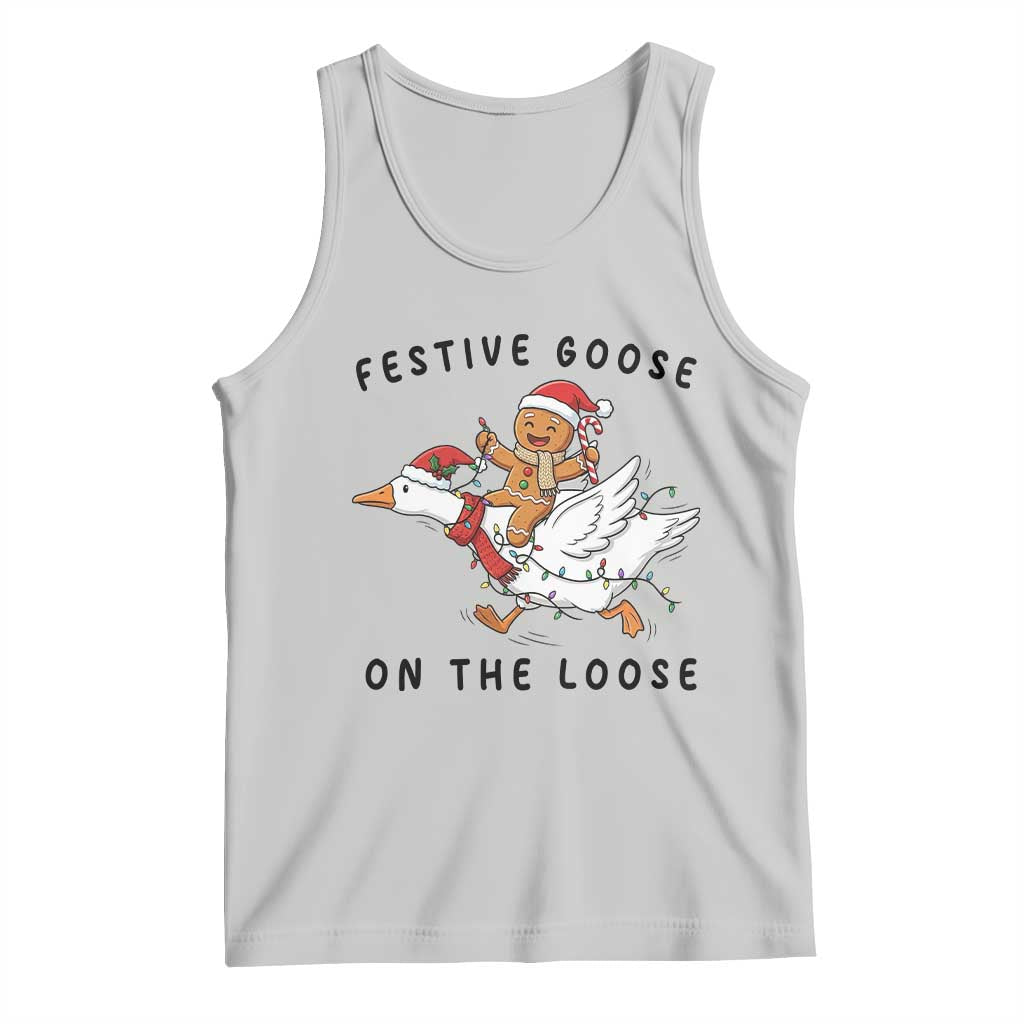 Funny Goose Christmas Tank Top Festive Goose On The Loose Xmas - Wonder Print Shop