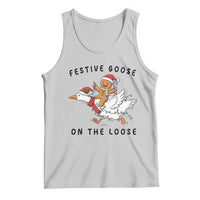 Funny Goose Christmas Tank Top Festive Goose On The Loose Xmas - Wonder Print Shop