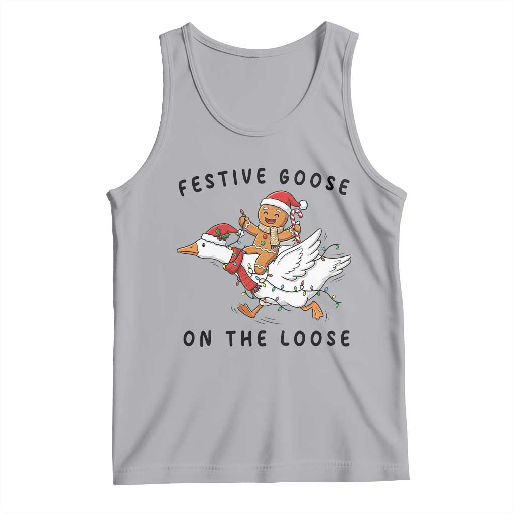 Funny Goose Christmas Tank Top Festive Goose On The Loose Xmas - Wonder Print Shop