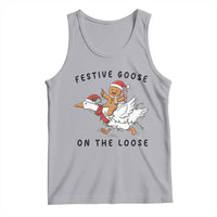 Funny Goose Christmas Tank Top Festive Goose On The Loose Xmas - Wonder Print Shop