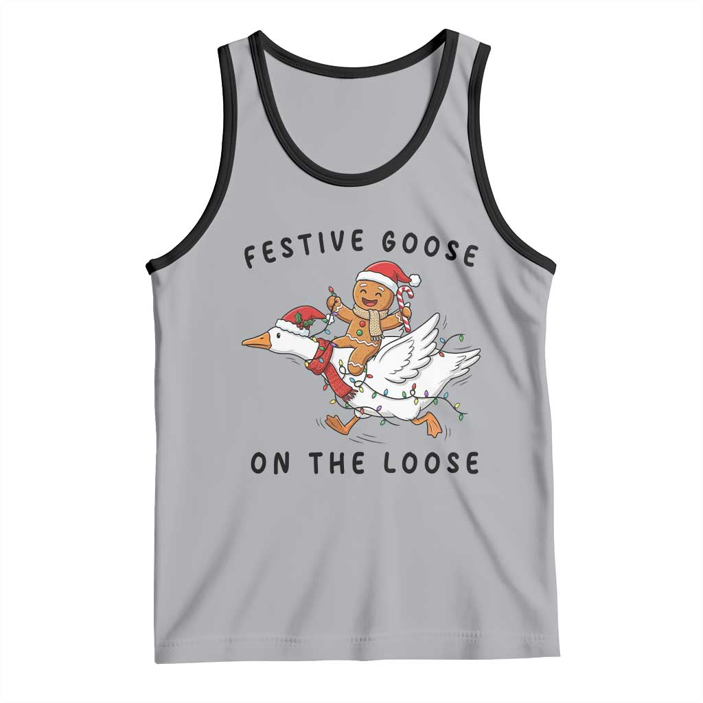 Funny Goose Christmas Tank Top Festive Goose On The Loose Xmas - Wonder Print Shop