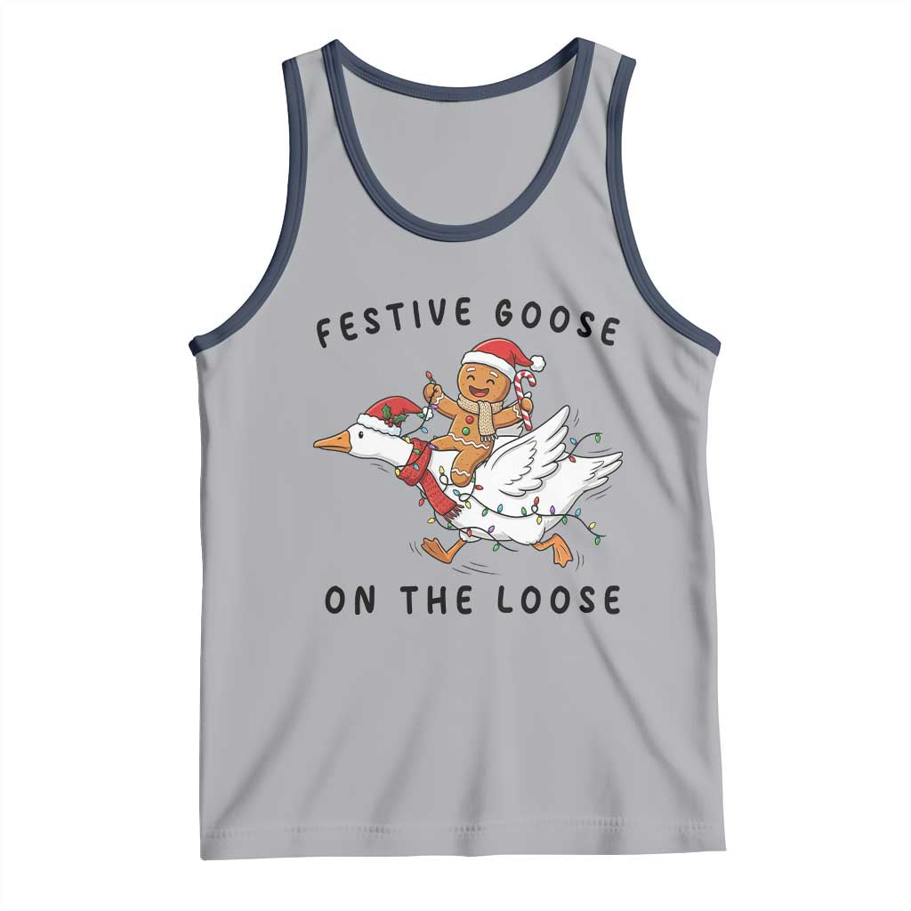 Funny Goose Christmas Tank Top Festive Goose On The Loose Xmas - Wonder Print Shop