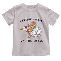 Funny Goose Christmas Toddler T Shirt Festive Goose On The Loose Xmas - Wonder Print Shop
