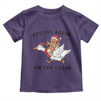 Funny Goose Christmas Toddler T Shirt Festive Goose On The Loose Xmas - Wonder Print Shop