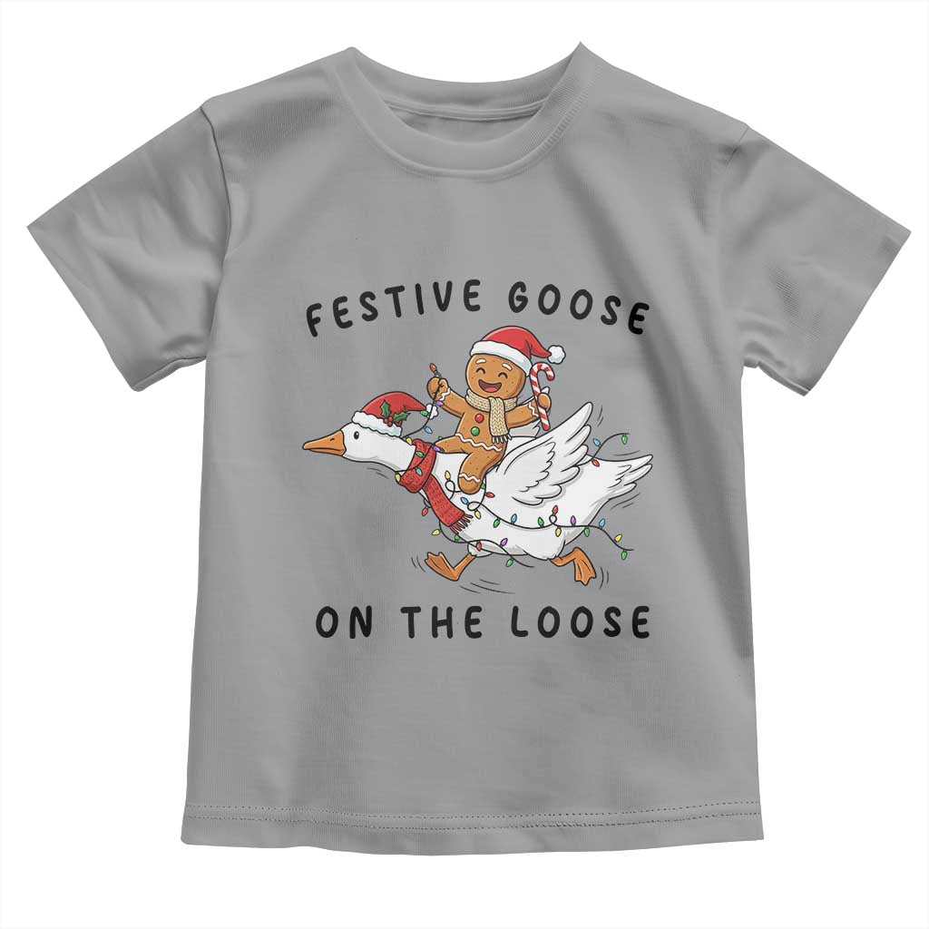 Funny Goose Christmas Toddler T Shirt Festive Goose On The Loose Xmas - Wonder Print Shop