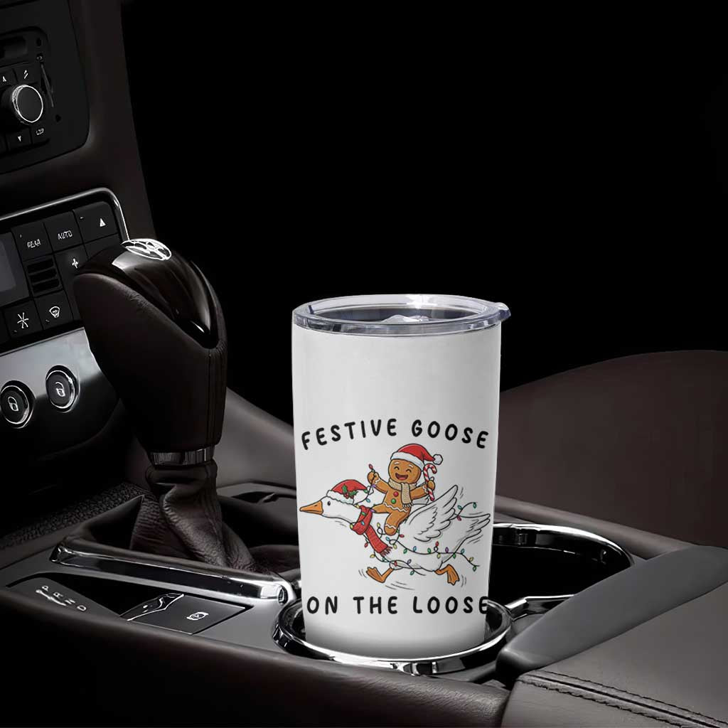Funny Goose Christmas Tumbler Cup Festive Goose On The Loose Xmas - Wonder Print Shop