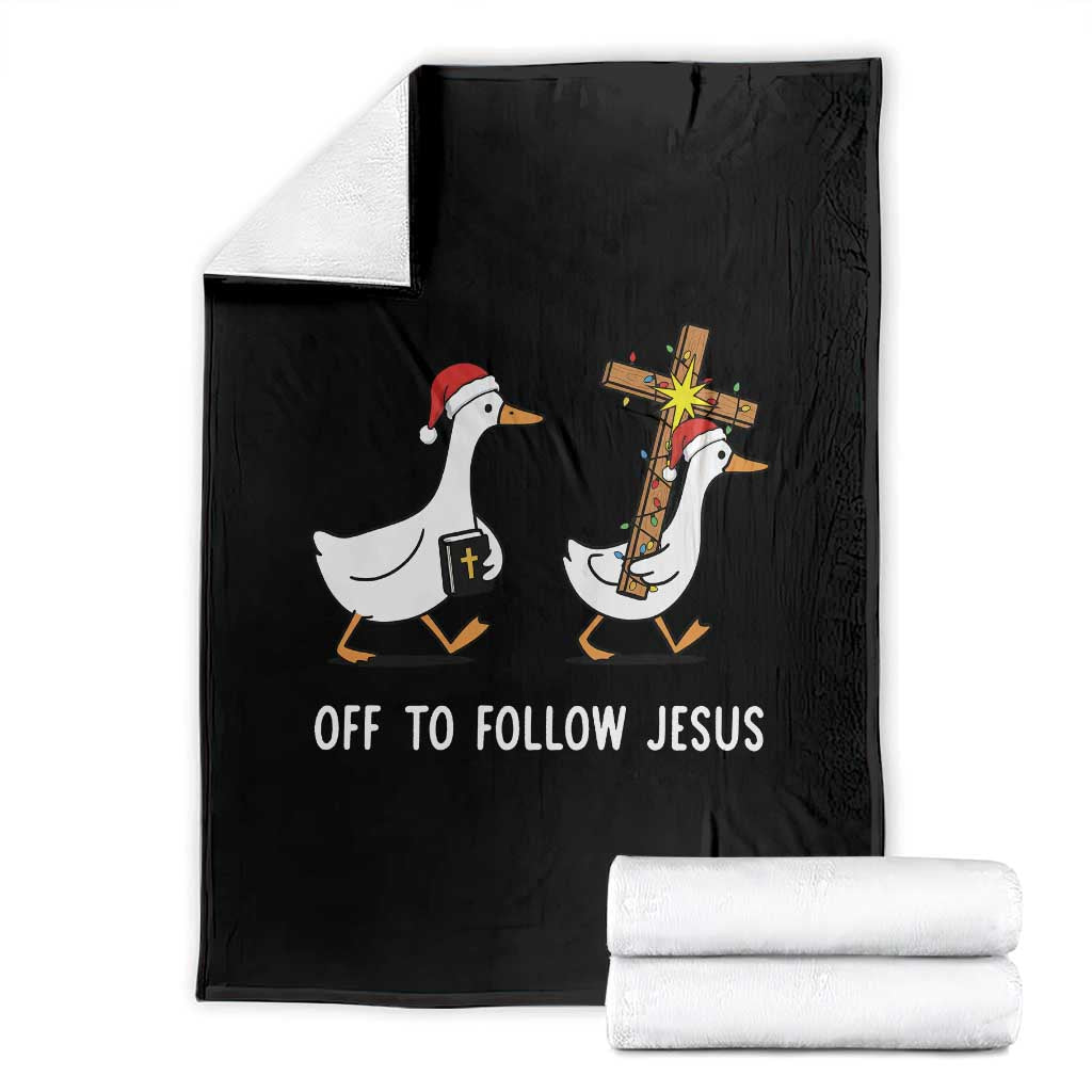 Funny Christmas Christian Goose Throw Blanket Off To Follow Jesus - Wonder Print Shop