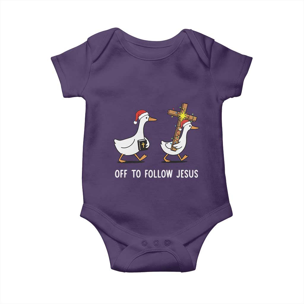Funny Christmas Christian Goose Baby Onesie Off To Follow Jesus - Wonder Print Shop