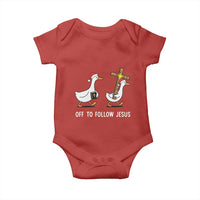 Funny Christmas Christian Goose Baby Onesie Off To Follow Jesus - Wonder Print Shop