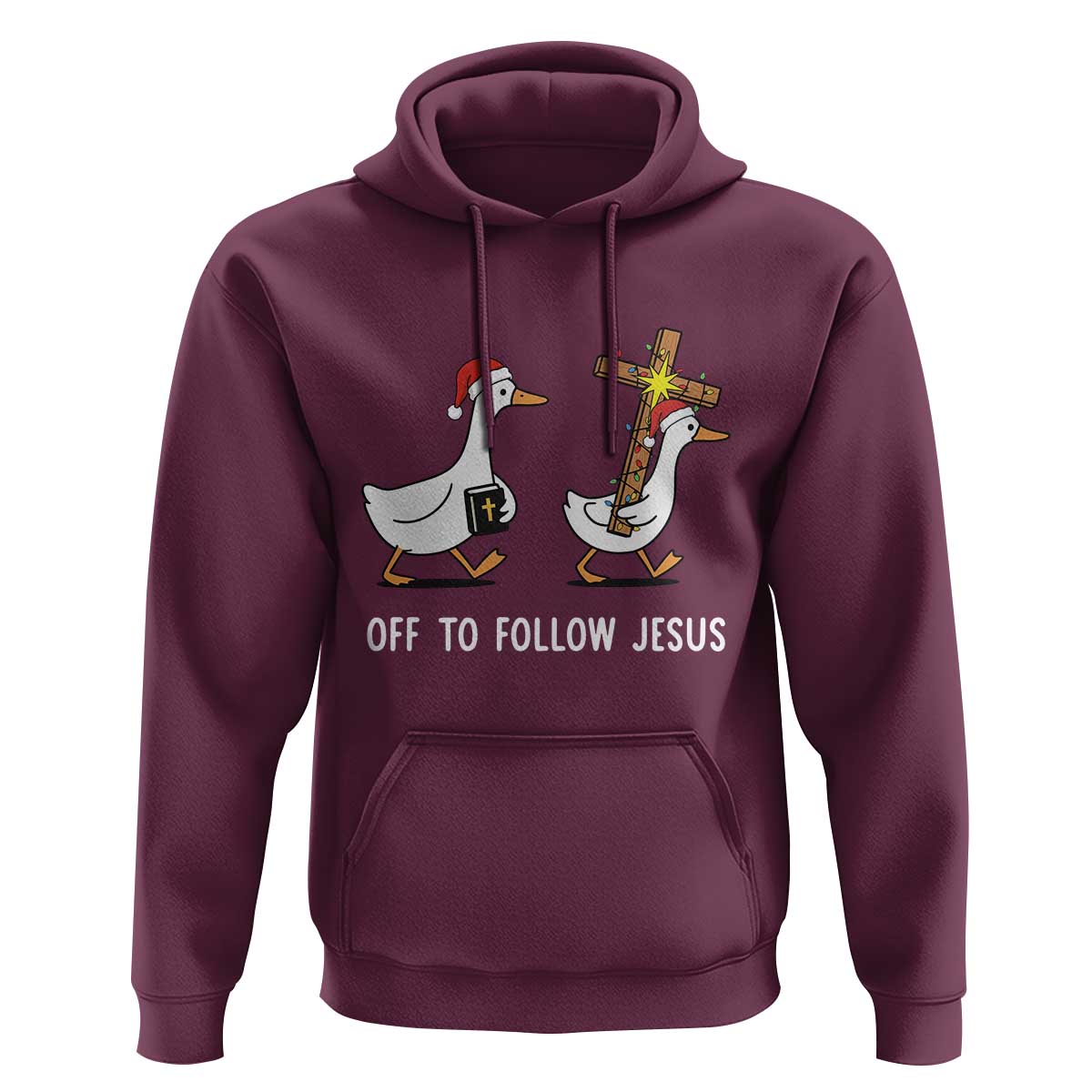 Funny Christmas Christian Goose Hoodie Off To Follow Jesus - Wonder Print Shop