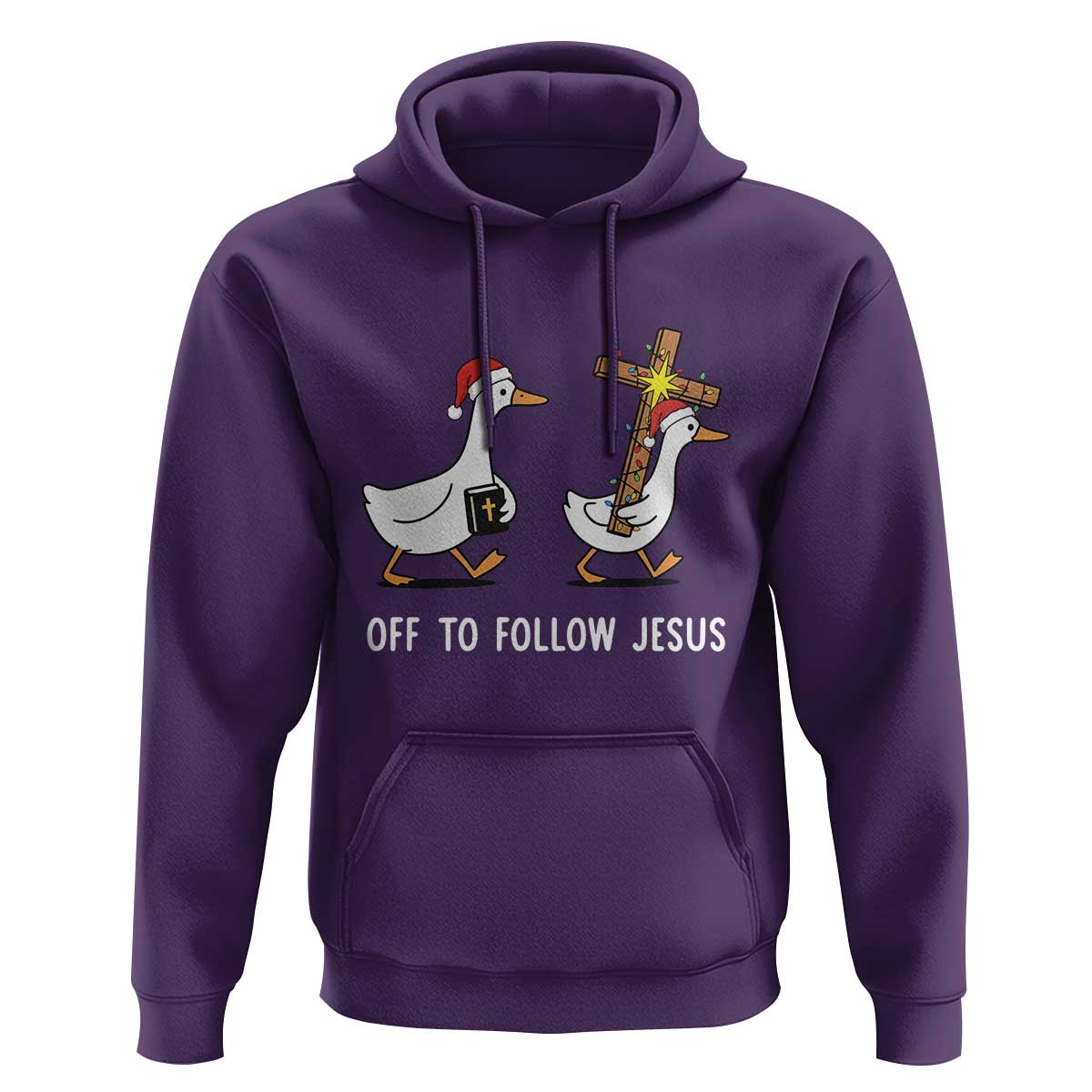 Funny Christmas Christian Goose Hoodie Off To Follow Jesus - Wonder Print Shop