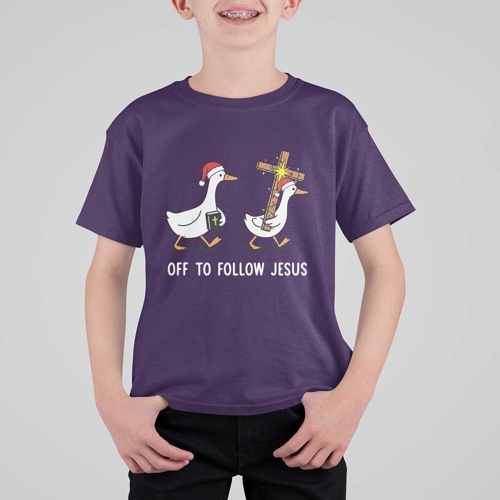 Funny Christmas Christian Goose T Shirt For Kid Off To Follow Jesus - Wonder Print Shop