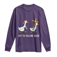 Funny Christmas Christian Goose Long Sleeve Shirt Off To Follow Jesus - Wonder Print Shop