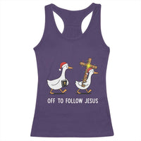 Funny Christmas Christian Goose Racerback Tank Top Off To Follow Jesus - Wonder Print Shop