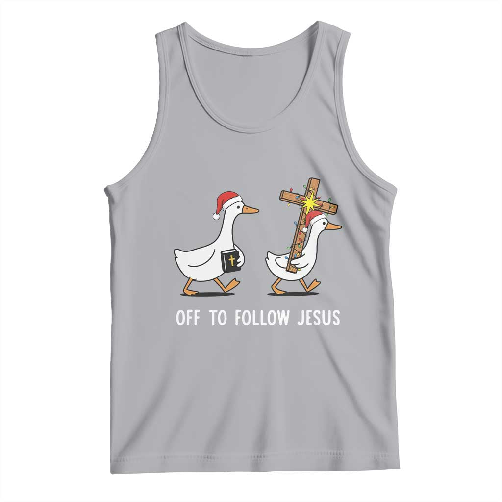 Funny Christmas Christian Goose Tank Top Off To Follow Jesus - Wonder Print Shop